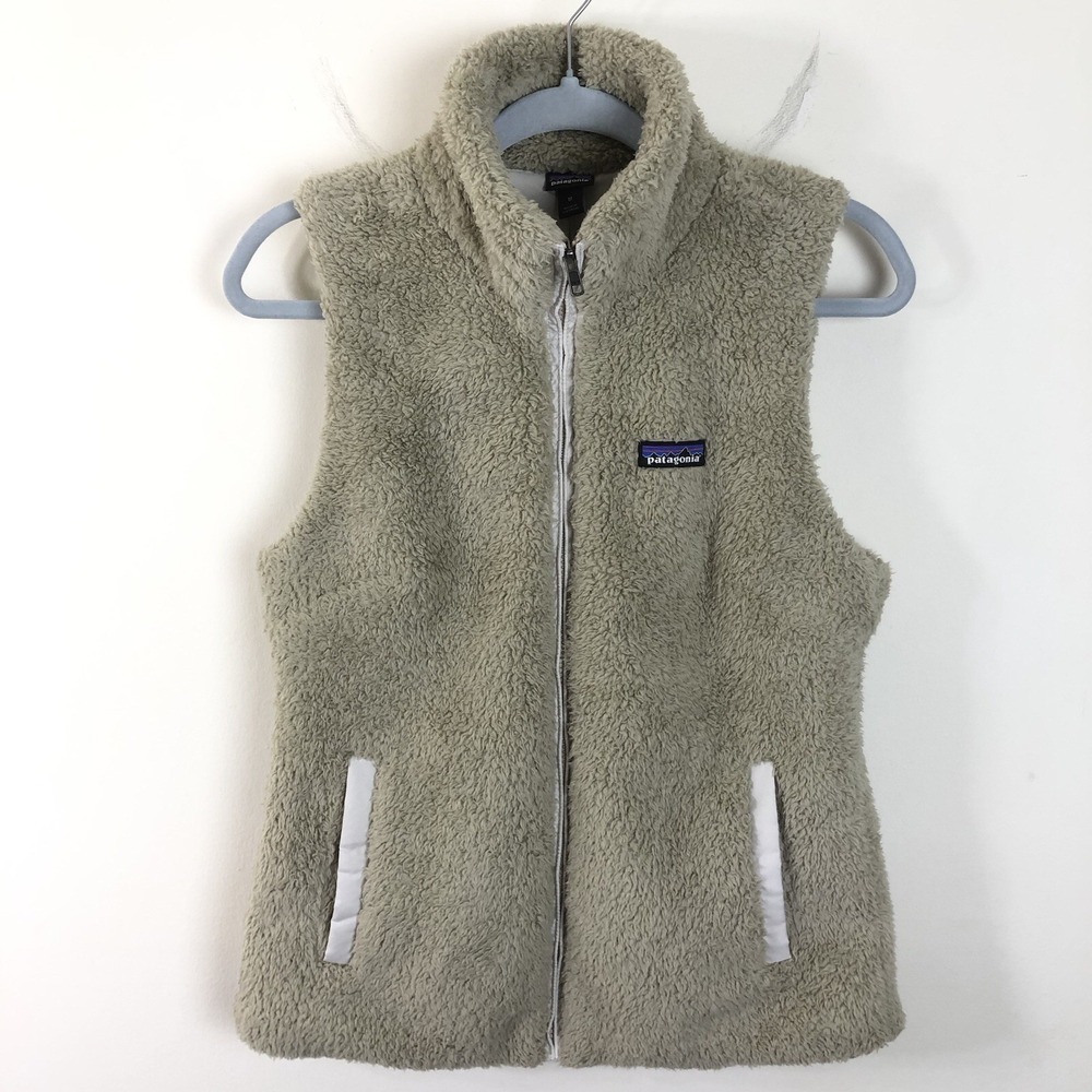 Patagonia Los Gatos Sherpa Full Zip Lined Fleece Vest Women's Medium Tan